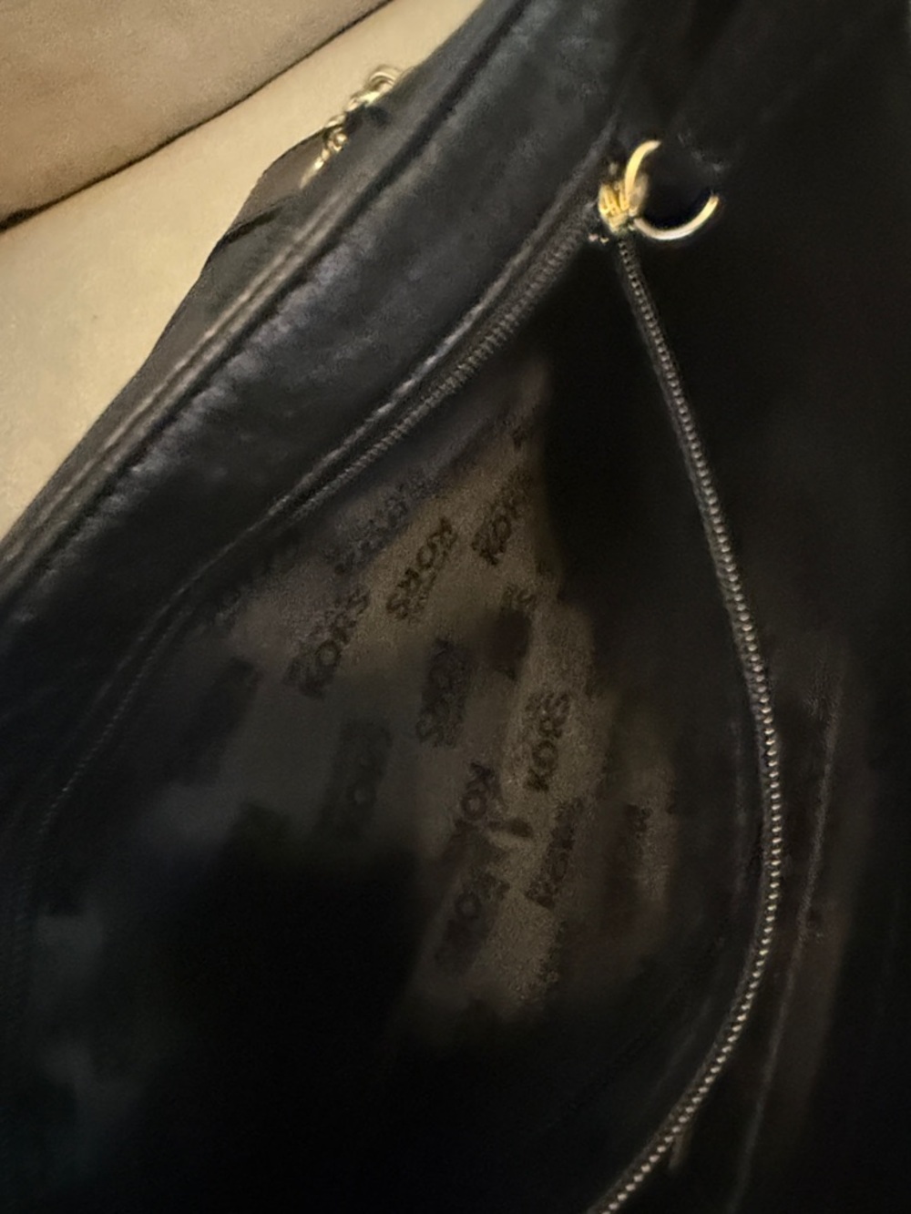 Michael Kors Black Leather Shoulder Bag with Gold Hardware - Picture 8 of 13